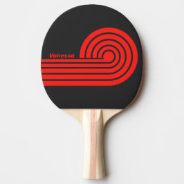 Retro-Dunkle-Doppel-Curl-Streifen mit Namen Tischtennis Schläger