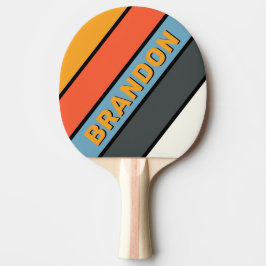 Retro Dunkler Regenbogen fett Streifen mit Namen Tischtennis Schläger
