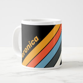 Retro Dunkler Regenbogen gestreift mit Namen Jumbo-Tasse