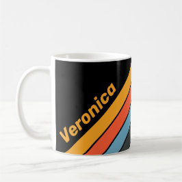 Retro Dunkler Regenbogen gestreift mit Namen Kaffeetasse