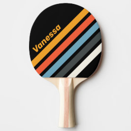 Retro Dunkler Regenbogen Schrägstreifen mit Namen Tischtennis Schläger