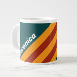 Retro Dunkles Türkis Spritzstreifen mit Namen Jumbo-Tasse
