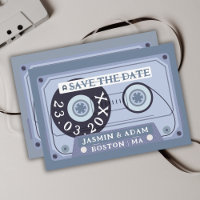 Retro Dusty Blue Cassette Tape Wedding