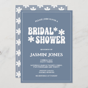 Retro Dusty Blue Daisy Blume Brautparty Einladung