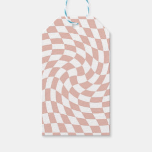 Retro Dusty Rose Sand Pink Karo geprüft Geschenkanhänger