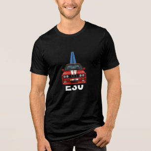 Retro E30 Klassisch Roter Sportwagen Tri-Blend Shirt