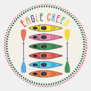 Retro Eagle Creek Kayaking T - Shirt Runder Aufkleber