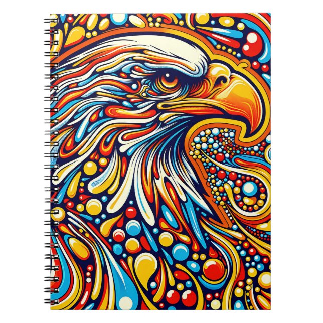 Retro Eagle Pulse – psychedelische Farb-Kunst Notizblock (Vorderseite)