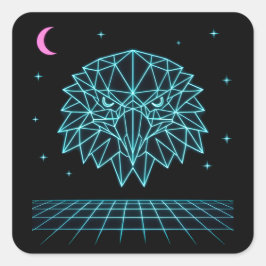 Retro Eagle Synthwave - Neon fliegendes Raubtier Quadratischer Aufkleber