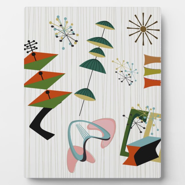 Retro Eames-Era Atomic Inspiriert Fotoplatte (Vorderseite)