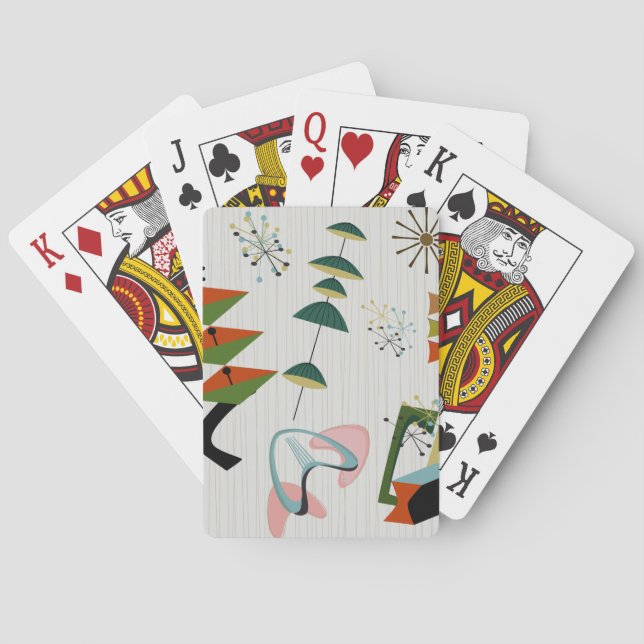 Retro Eames-Era Atomic Inspiriert Spielkarten (Rückseite)