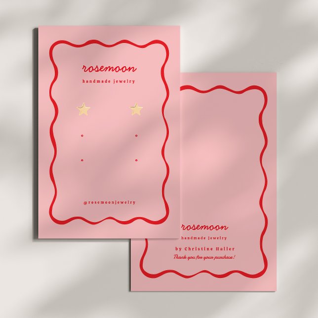 Retro Earring Display Card Red Squiggle (Von Creator hochgeladen)