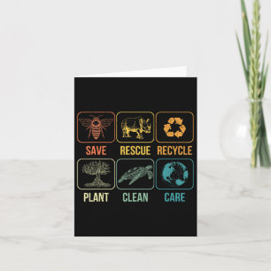 Retro Earth Day Rettend Bienen Rescue Animals Recy Karte