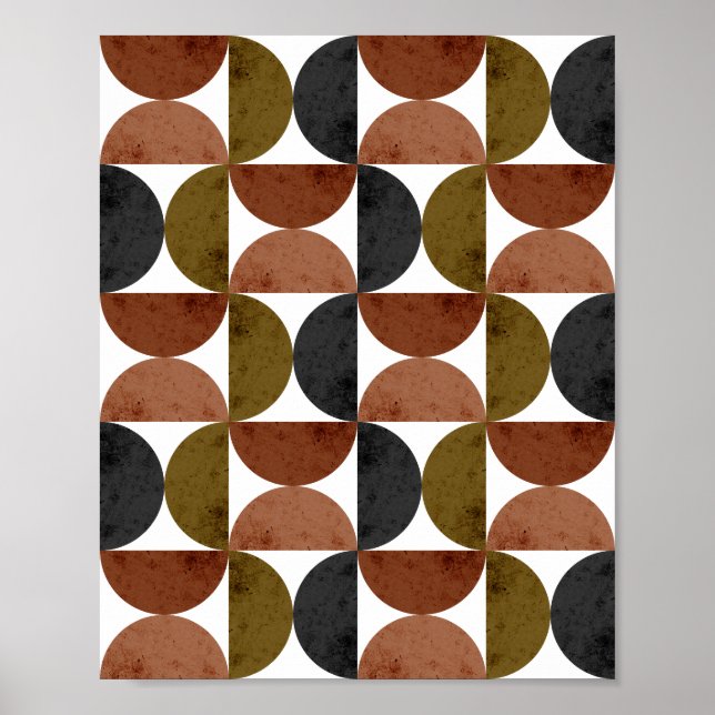 Retro Earth Tone Geometric Half-Moon Poster (Vorne)