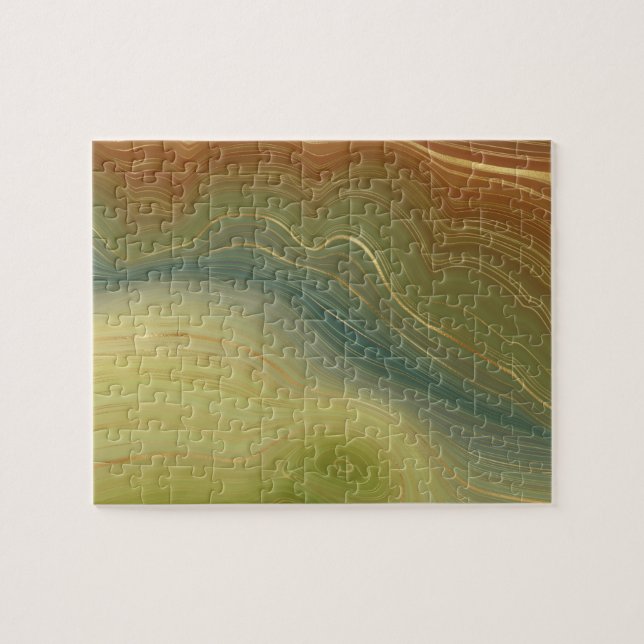 Retro Earthy Strata | Vintages neutrales Tone-Agat Puzzle (Horizontal)