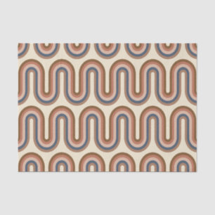Retro Earthy Wavy Lines in Brown Seidenpapier