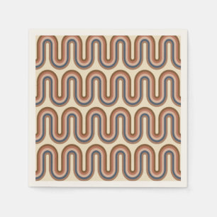 Retro Earthy Wavy Lines in Brown Serviette