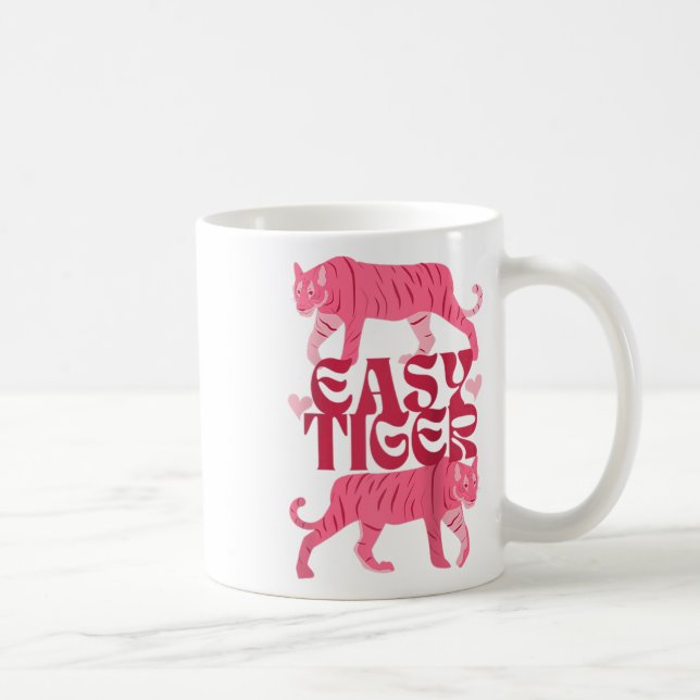 Retro Easy Tiger Boho Tattoo Style Valentinstag Kaffeetasse (Rechts)