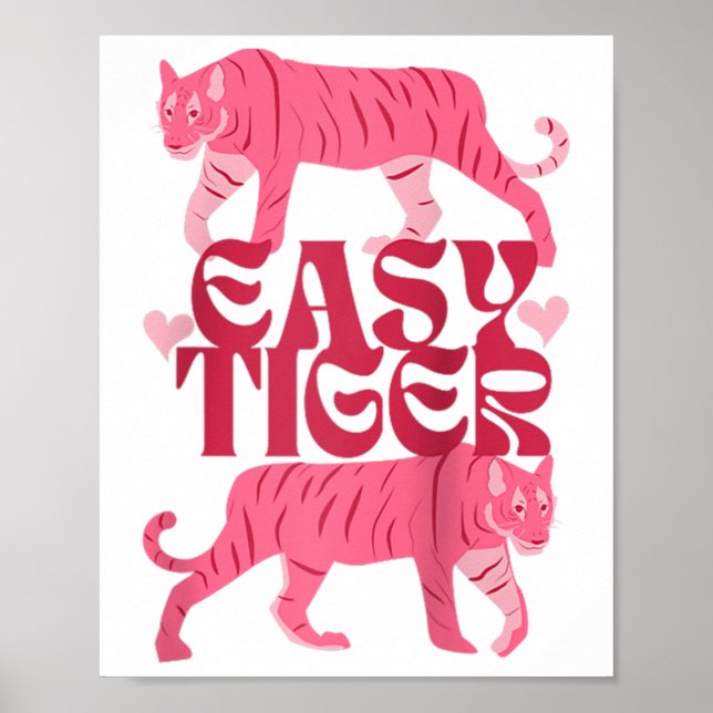 Retro Easy Tiger Boho Tattoo Style Valentinstag Poster (Vorne)