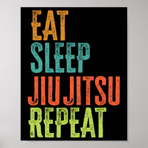Retro Eat Sleep Jiu Jitsu Wiederholung Kampfkunst  Poster