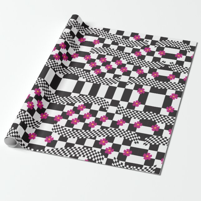 Retro-eckerboard-Design Geschenkpapier (Ungerollt)