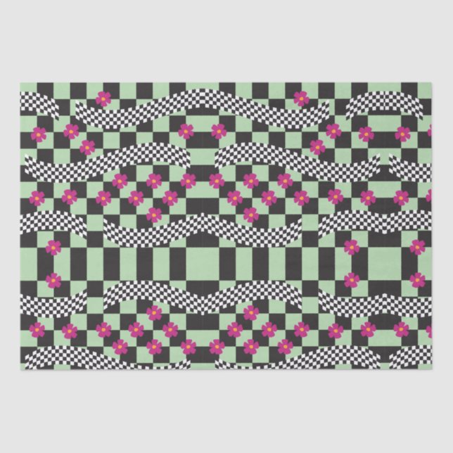 Retro-eckerboard-Design Seidenpapier (Vorderseite)