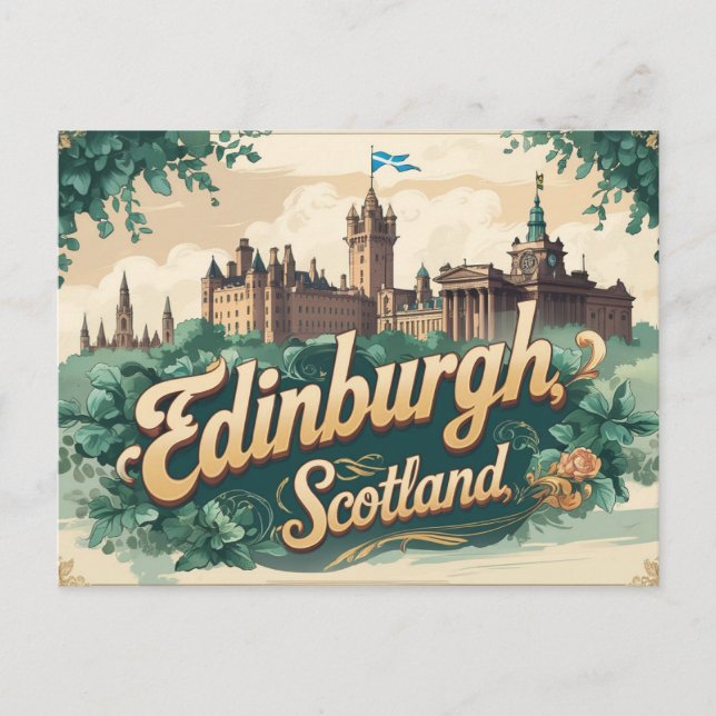 Retro Edinburgh Escape Postkarte (Vorderseite)