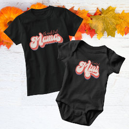 Retro Editable Farben Dank Mama und Mini T-Shirt