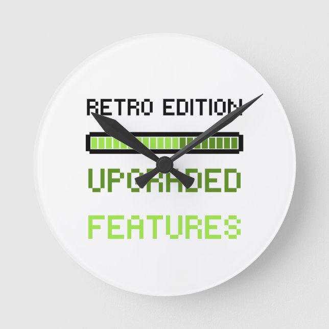 Retro Edition Upgraded Features Pixel Art Gaming  Runde Wanduhr (Vorderseite)