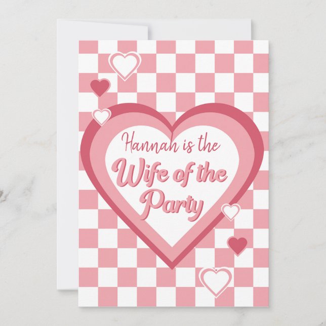 Retro Ehefrau des Party Heart Disco Brautparty Einladung (Vorderseite)