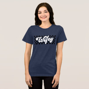 Retro Ehefrau Kariert Tri-Blend Shirt