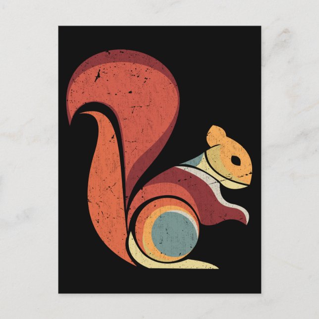 Retro-Eichhörnchen Männer Frauen Tier Postkarte (Vorderseite)