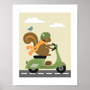 Retro Eichhörnchen Poster Print