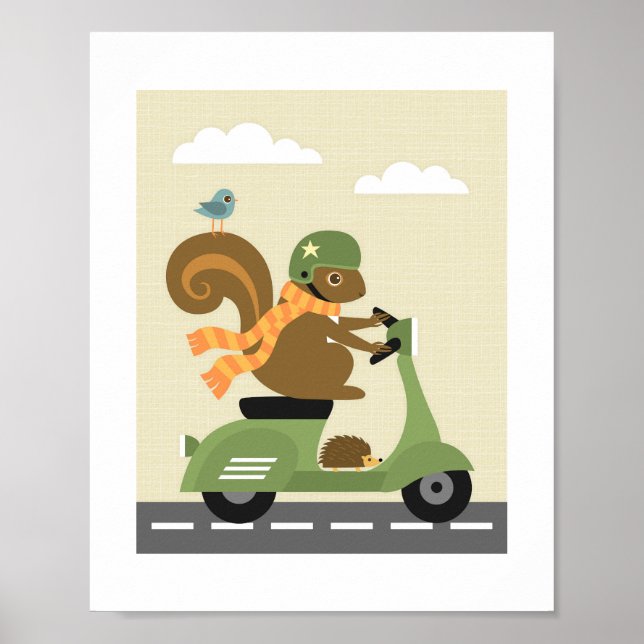 Retro Eichhörnchen Poster Print (Vorne)