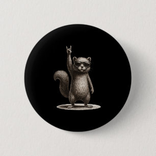 Retro Eichhörnchen Rock Music Funny Gift Men Women Button