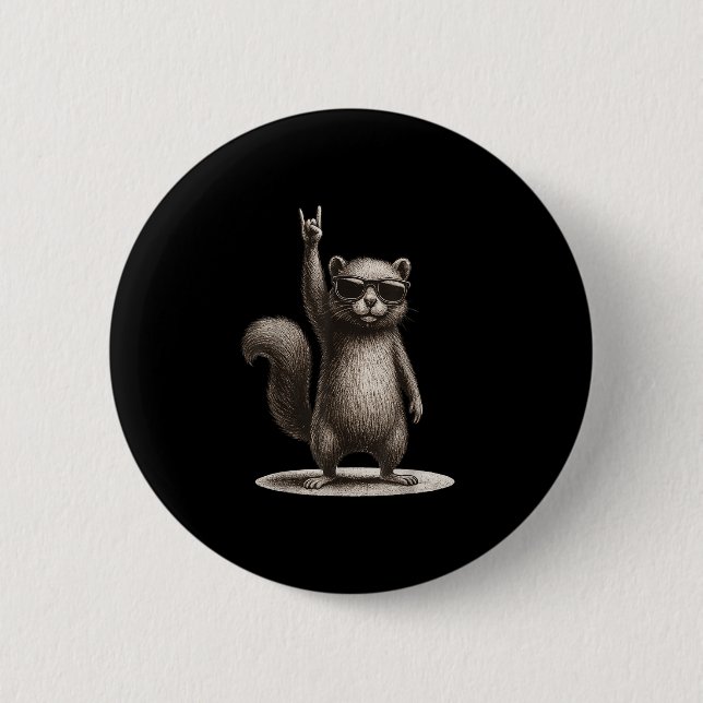 Retro Eichhörnchen Rock Music Funny Gift Men Women Button (Vorderseite)