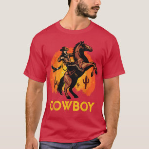 Retro Ein Mann reitet ein Pferd Sonnenaufgang Hint T-Shirt