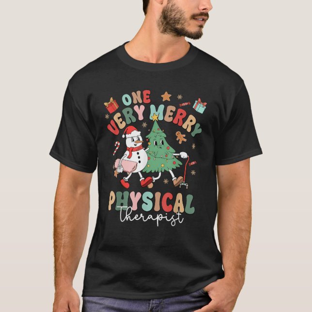 Retro eine sehr frohe Physikaltherapeutin Weihnach T-Shirt (Vorderseite)