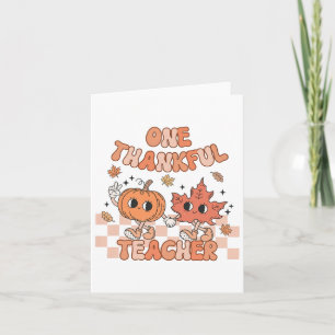 Retro einen dankbaren Lehrer Pumpkin und Herbstlea Karte