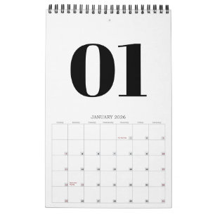 Retro einfache Schwarz-Weiß-Typografie ohne Foto Kalender