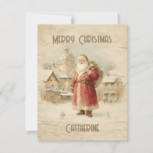 Retro einfacher vintage Weihnachtsmann Feiertagskarte