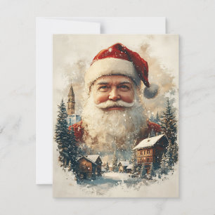 Retro einfacher vintage Weihnachtsmann Feiertagskarte