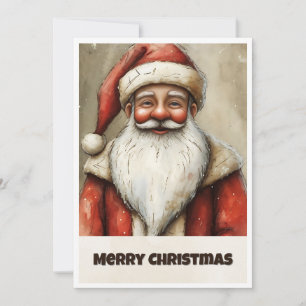 Retro einfacher vintage Weihnachtsmann Feiertagskarte