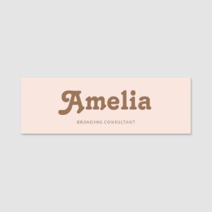 Retro Einfaches Rosa Orange Namensschild