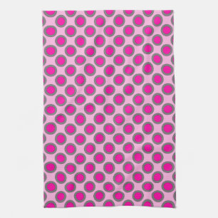 Retro eingekreiste Punkte, Fuchsie, grau und rosa Geschirrtuch