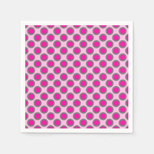 Retro eingekreiste Punkte, Fuchsie, grau und rosa Serviette