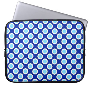Retro eingekreiste Punkte, kobaltblau und weiß Laptopschutzhülle