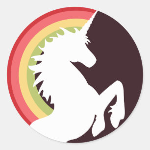 Retro-Einhorn- und Regenbogenkleber der 80er Jahre Runder Aufkleber
