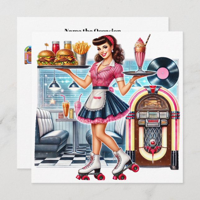 Retro-Einladung Einladung (Vorne/Hinten)