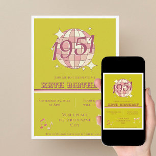 Retro-Einladung zum 75. Geburtstag 1951 Vintage Einladung